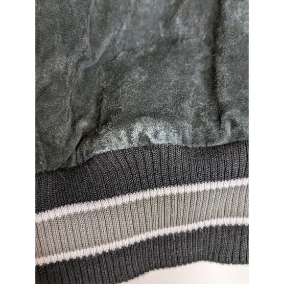 Vintage Oakland LA Raiders Mens 2XL Suede Leather Varsity Jacket Black Insulated - Picture 12 of 14